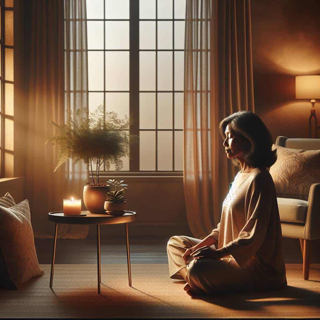 Guided meditation for stress relief setting.