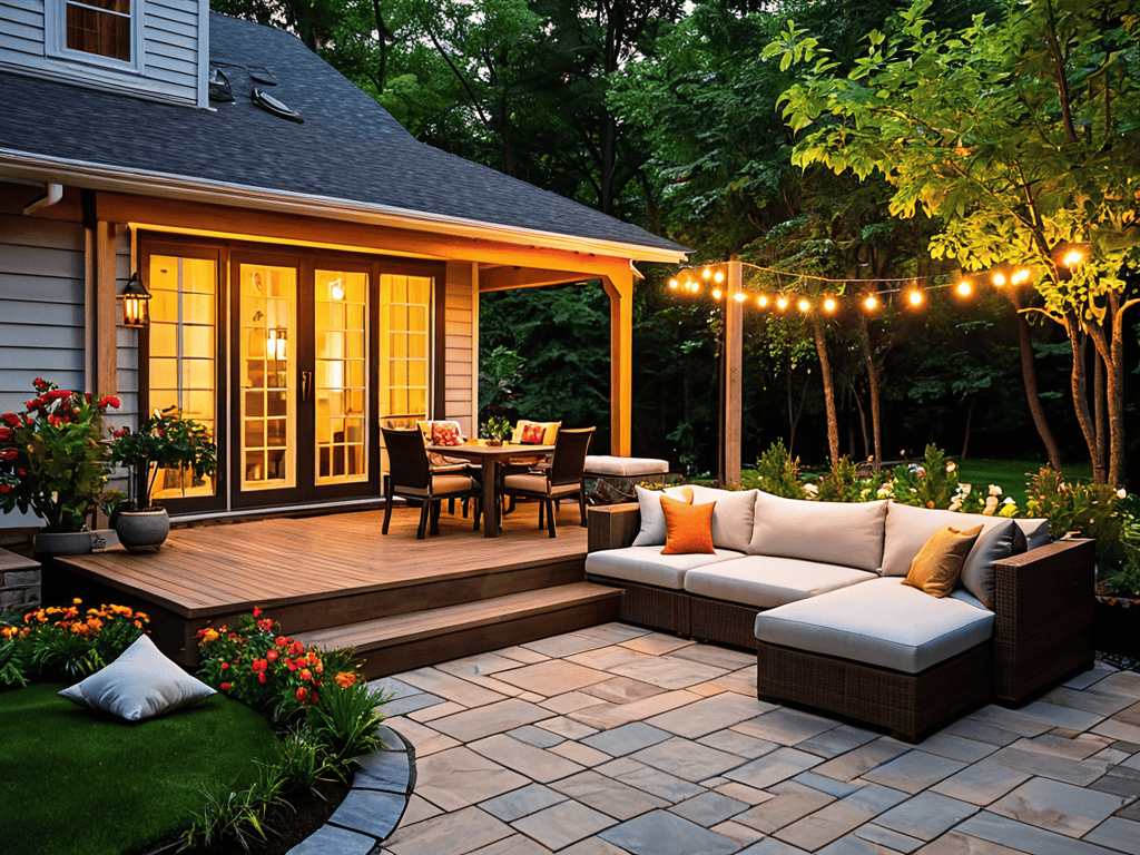 Serene Outdoor Oasis Patio Scene